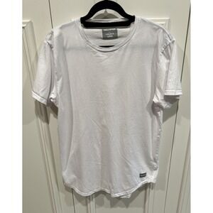 Hollister Mens Longline Fit T Shirt Size Large White Short Sleeve Curved Hem